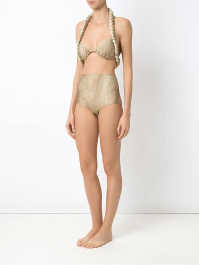 Shop Adriana Degreas Velvet Hot Pants Bikini Set In Neutrals