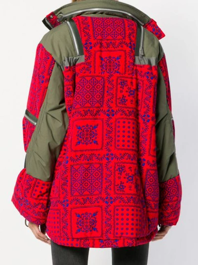 Shop Sacai Patchwork Military Jacket In Red