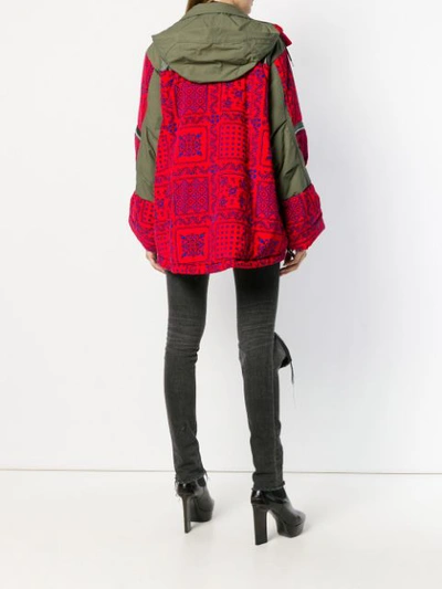 Shop Sacai Patchwork Military Jacket In Red
