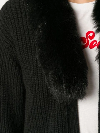 Shop Blugirl Fox Fur-trimmed Cardigan - Black
