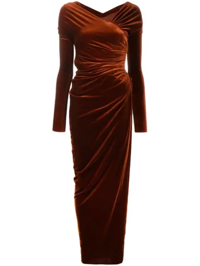Shop Alexandre Vauthier Velvet Long Dress In Orange