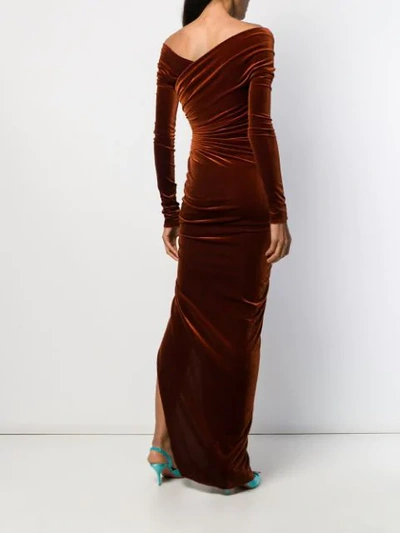 Shop Alexandre Vauthier Velvet Long Dress In Orange