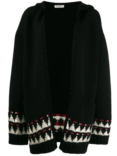 SAINT LAURENT HOODED KNITTED CARDIGAN - 黑色
