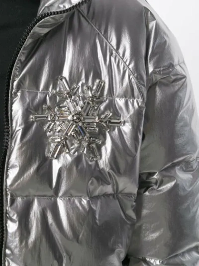 Shop Pinko Embellished Padded Jacket In Silver