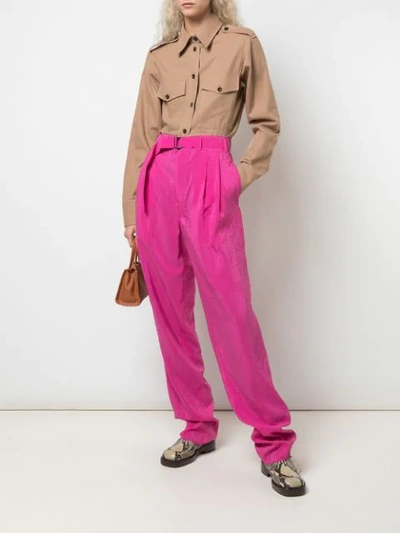 Shop Lemaire Belted Waist Trousers In Pink
