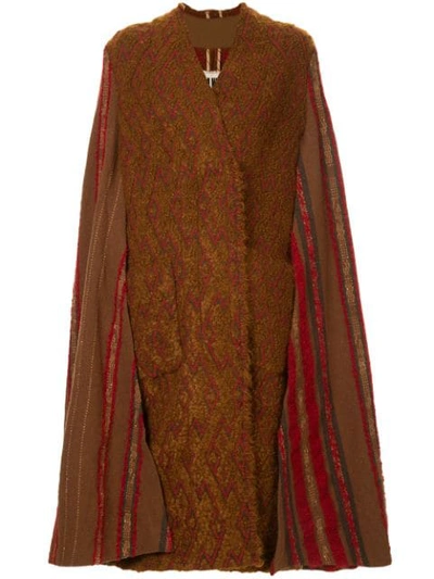 Shop Uma Wang Button-up Cape In Brown