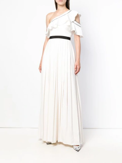 Shop Self-portrait Asymmetric Maxi Dress - White
