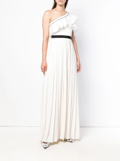 Shop Self-portrait Asymmetric Maxi Dress - White