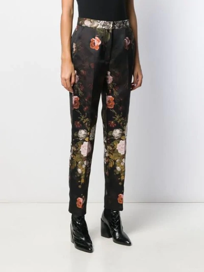 Shop Dolce & Gabbana Slim Fit Floral Trousers In Black