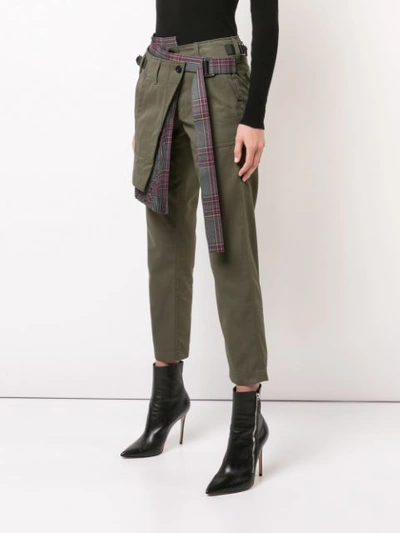 Shop Sacai Skirt Layered Trousers In Green