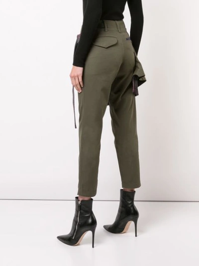 Shop Sacai Skirt Layered Trousers In Green