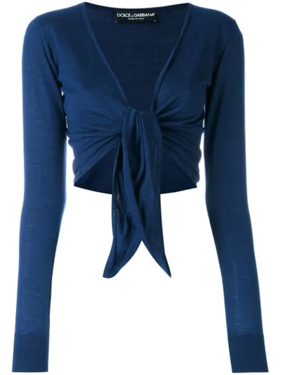 Shop Dolce & Gabbana Front-tie Cardigan - Blue