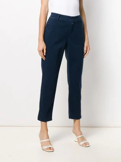 CLOSED CROPPED STRAIGHT-LEG TROUSERS - 蓝色