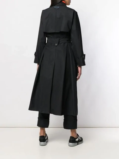 Shop Prada Belted Button Trench Coat In Black
