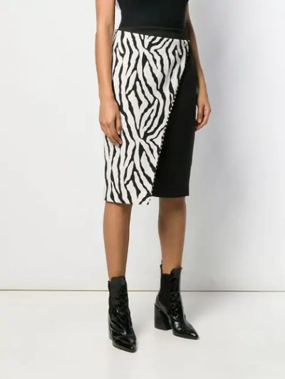 Shop Cavalli Class Zebra Print Wrap Skirt In Black