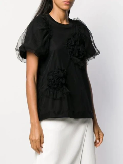 Shop Simone Rocha Tulle Embellished T-shirt In Black