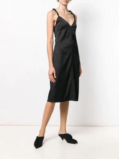 Shop Bottega Veneta Satin Slip Dress In Black