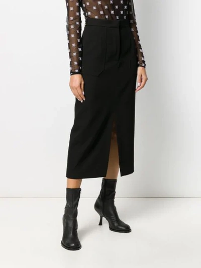 Shop Fendi Straight-cut Midi Skirt In Black