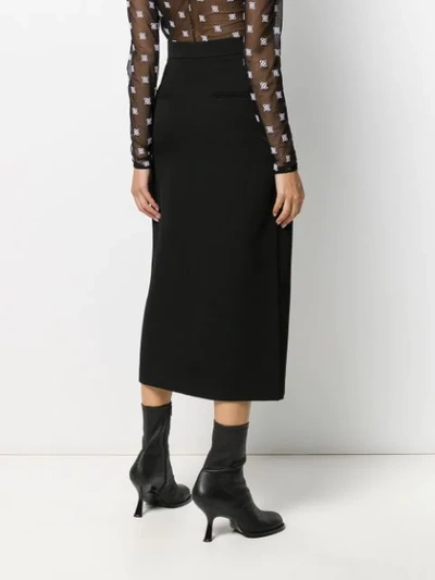 Shop Fendi Straight-cut Midi Skirt In Black