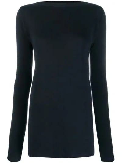 Shop Jil Sander Boat Neck Long In 401 Dark Blue