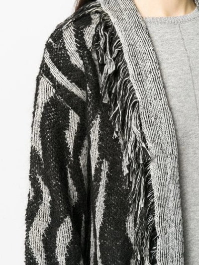 Shop Liu •jo Fringe Detail Cardigan In Black