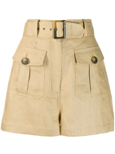 Shop Zimmermann High Waisted Shorts In Neutrals