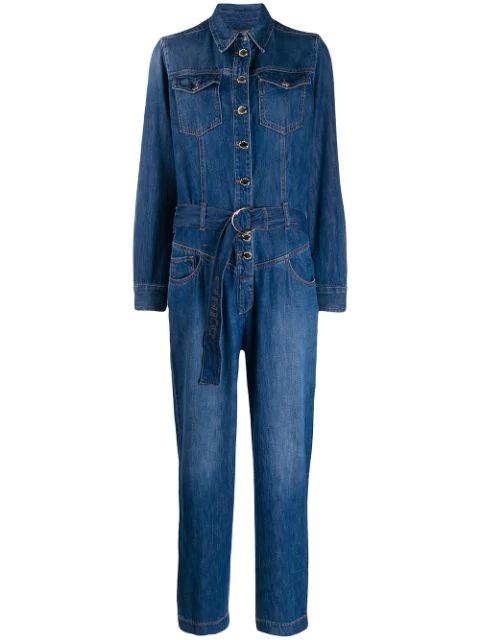 long sleeved denim jumpsuit