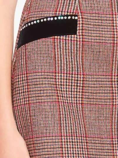 Shop Miu Miu Checked Mini Skirt In Red
