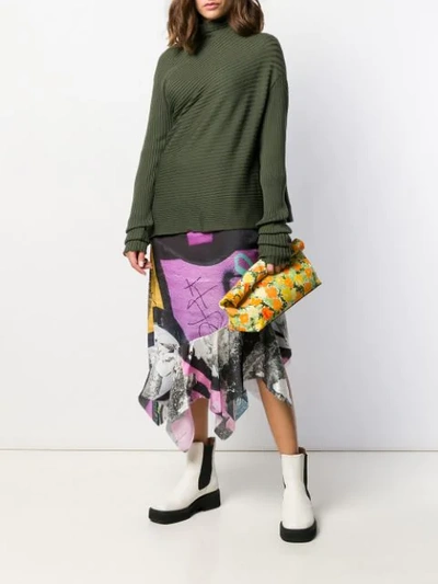 Shop Marques' Almeida Ribbed-knit Asymmetric Jumper In Green