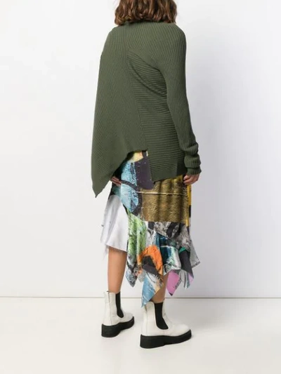 Shop Marques' Almeida Ribbed-knit Asymmetric Jumper In Green