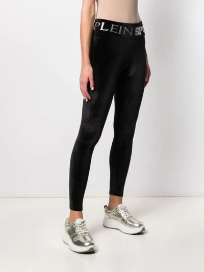 Shop Plein Sport Embellished Logo Leggings In Black