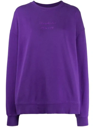 Shop Acne Studios Broken Logo Print Sweatshirt In Purple