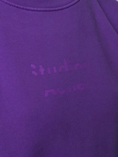 Shop Acne Studios Broken Logo Print Sweatshirt In Purple