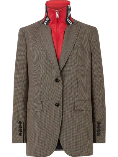 Shop Burberry Track Top Detail Wool Cotton Tailored Jacket In Neutrals