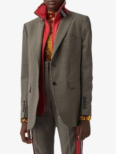 Shop Burberry Track Top Detail Wool Cotton Tailored Jacket In Neutrals