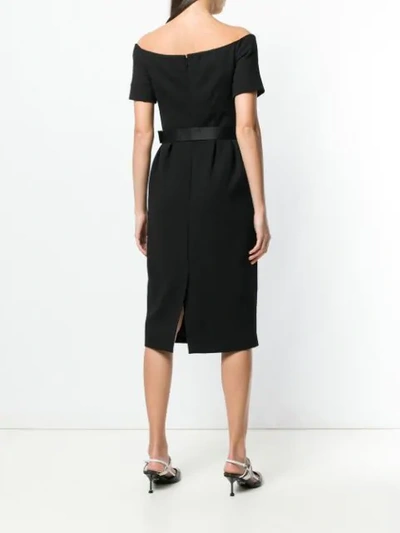 Shop Fendi Belted Wool Dress In Black