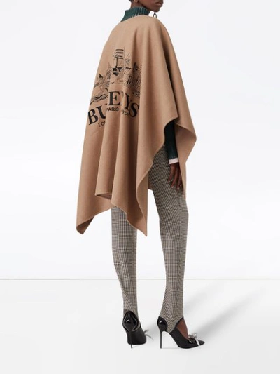 Shop Burberry Embroidered Skyline Cashmere Poncho In Neutrals