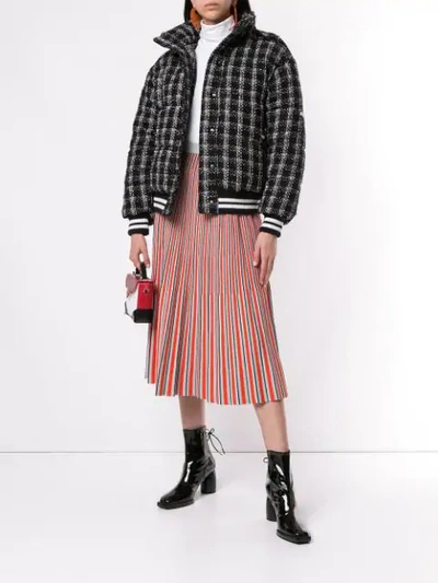 Shop Msgm Check Padded Bomber Jacket In Black