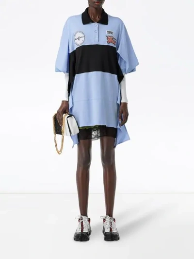 Shop Burberry Oversized Polo Shirt Dress In Blue