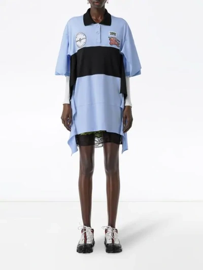 Shop Burberry Oversized Polo Shirt Dress In Blue