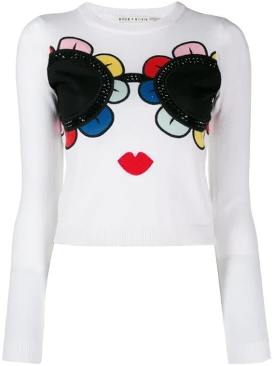 Shop Alice And Olivia Flower Detail Top In White