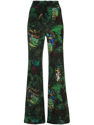 Shop Fete Imperiale Moody Appoloni Silk Trousers In Green