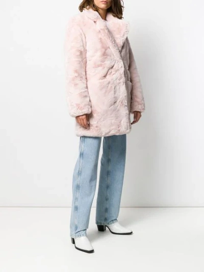 Shop Apparis Faux-fur Midi Coat In Pink