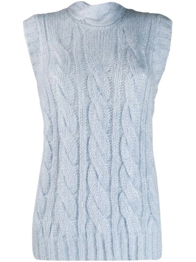 Shop Prada Chunky Cable Knit Vest In F0424 Nube