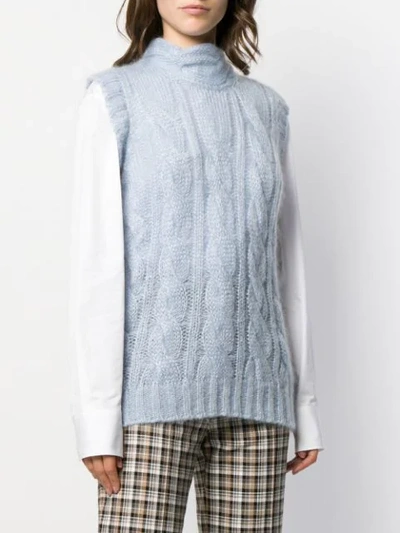 Shop Prada Chunky Cable Knit Vest In F0424 Nube