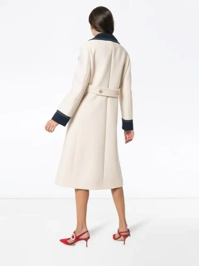 Shop Gucci Double Breasted Bi Colour Wool Coat In Neutrals
