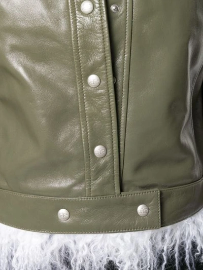 Shop Courrèges Faux Fur Trimmed Jacket In Green
