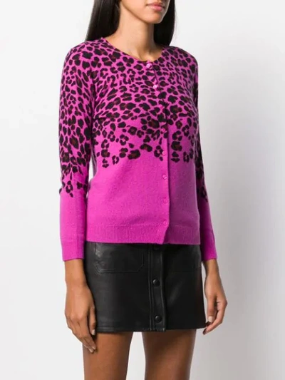 Shop Ultràchic Leopard Print Cardigan In Purple