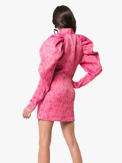 Shop Rotate Birger Christensen Jacquard Mini Dress In Pink