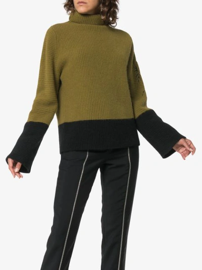 Shop Haider Ackermann Chunky Contrast Roll Neck Jumper In Green